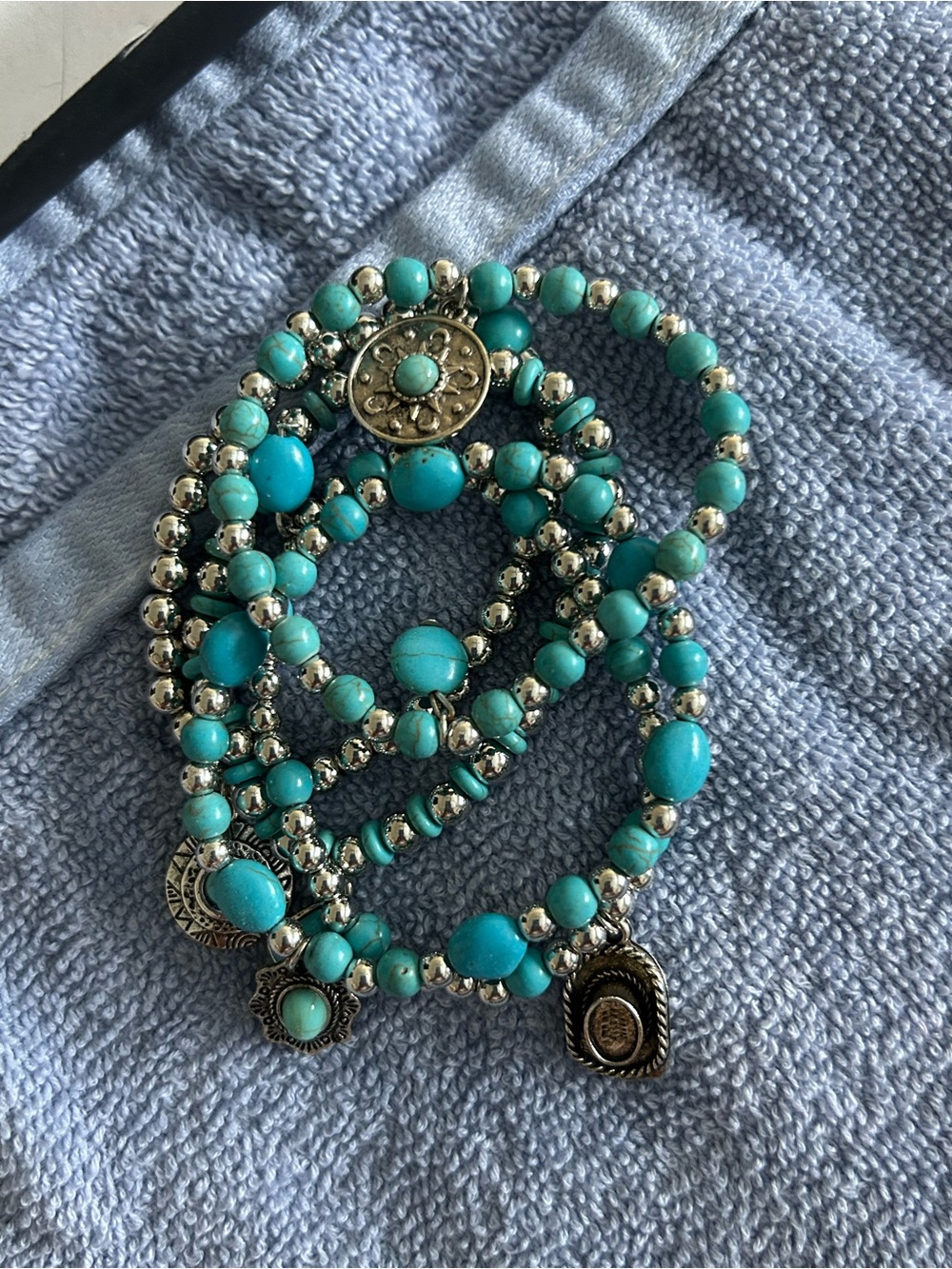 Western Turquoise Charm, Beaded Bracelets